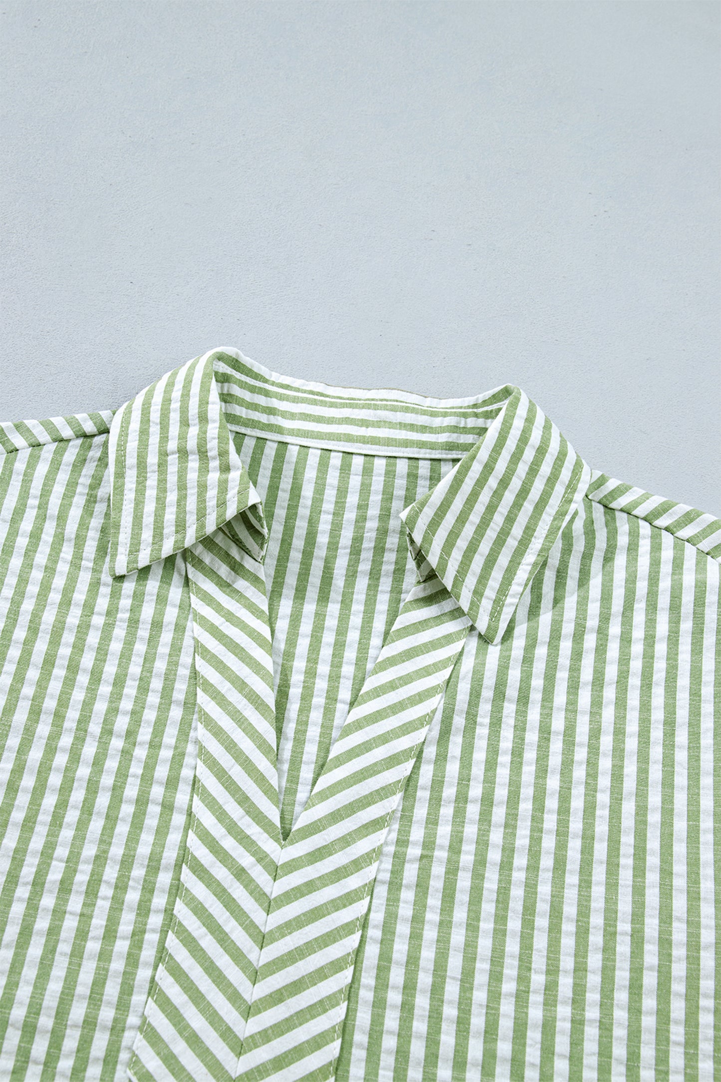 Stripe Collared V-Neck 3/4 Sleeve Blouse