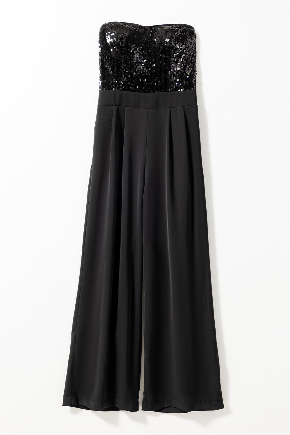 Sequin Strapless Wide Leg Jumpsuit