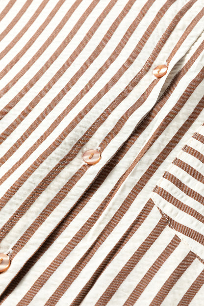 Stripe Textured 3/4 Sleeve Split Hem Midi Dress
