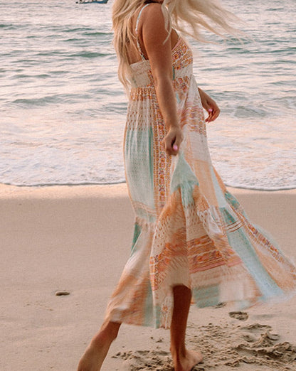 Boho Floral Square Neck Sundress