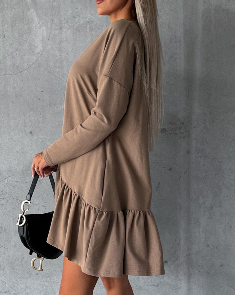 Ruffle Long Sleeve Loose Dress