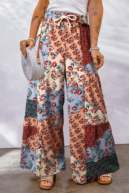 Boho Patchwork Wide Leg Pants