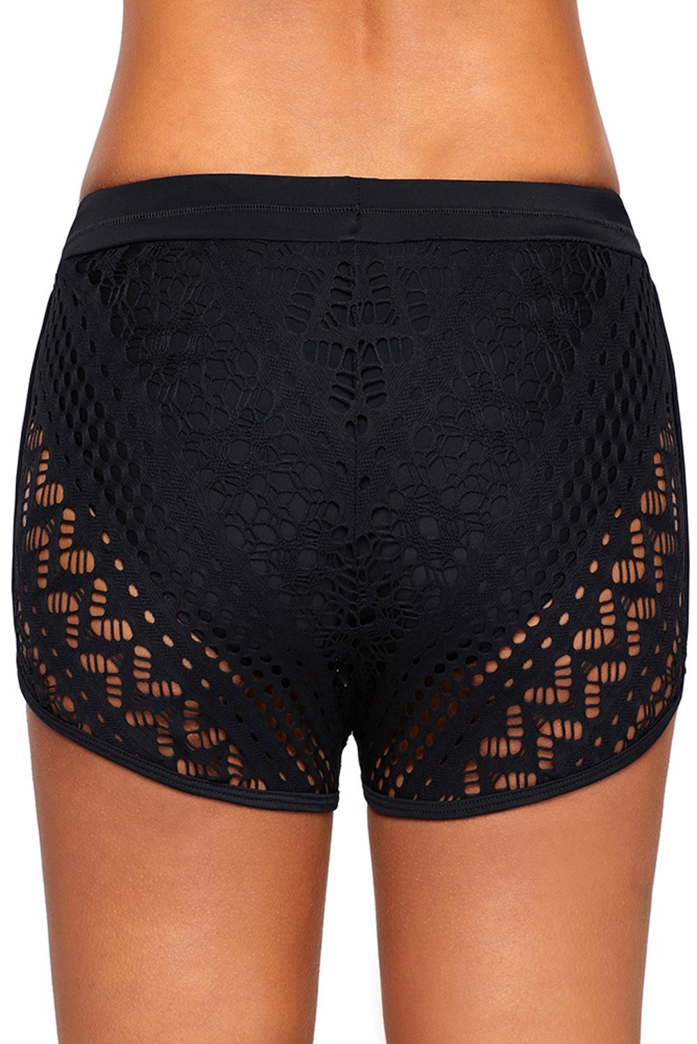 Hollowed Lace Overlay Swim Shorts