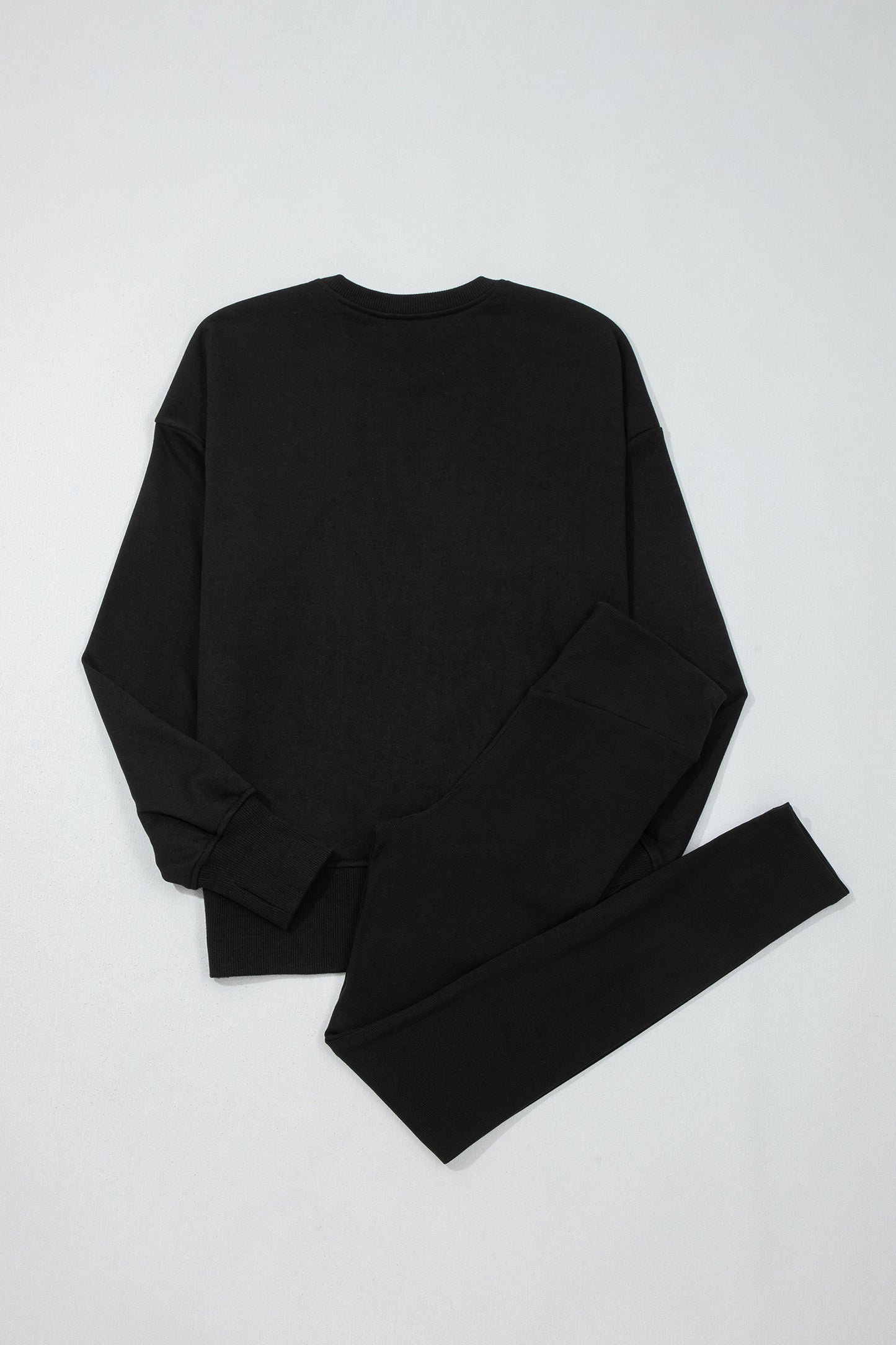 Solid Oversize Sweatshirt and Ribbed Leggings Set