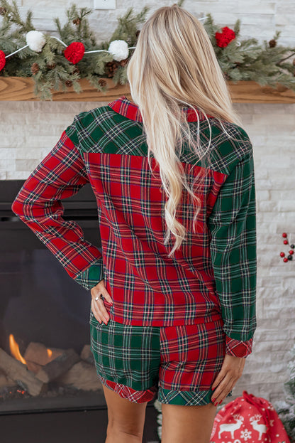 Christmas Plaid Patchwork Pajama Set