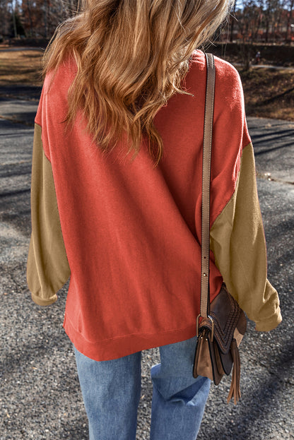 Two Tone Drop Shoulder Pullover Sweatshirt