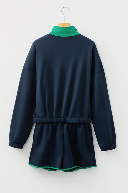 Colorblock Patchwork Pullover and Shorts Set