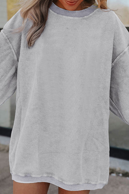 Ribbed Long Sleeve Oversized Sweatshirt