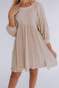 3/4 Sleeves High Waist Mini Dress