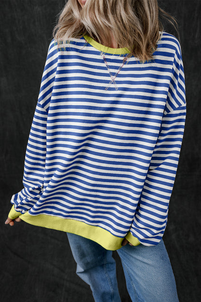 Stripe Contrast Trim Pullover Sweatshirt