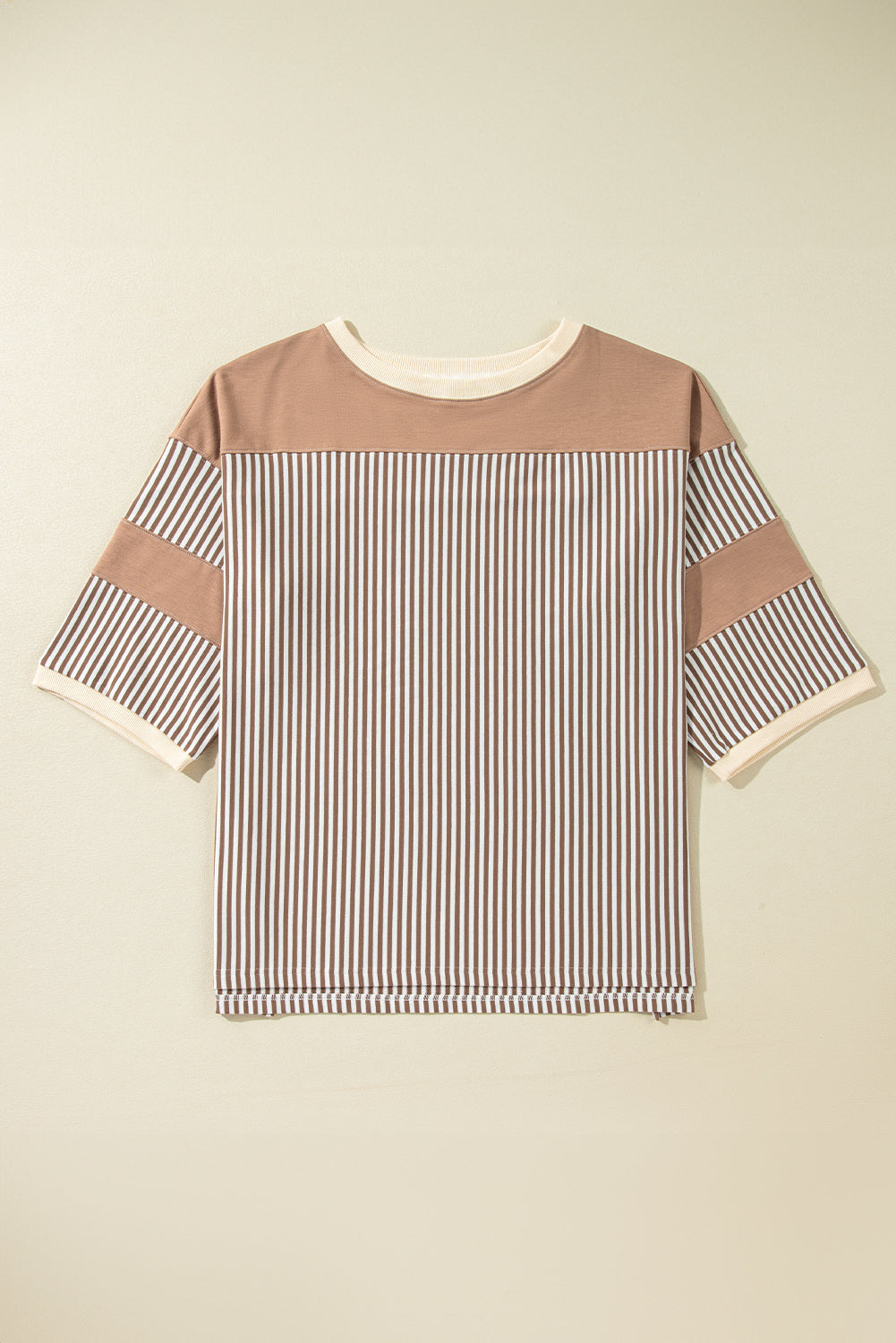 Stripe 3/4 Sleeve T-Shirt Plus Size