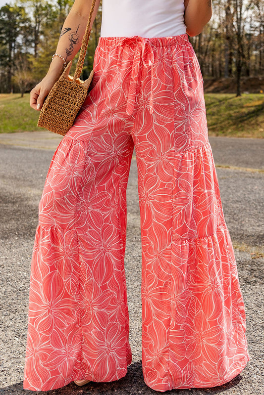 Boho Floral Wide Leg Pants