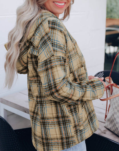 Plaid Pocketed Pullover Hoodie