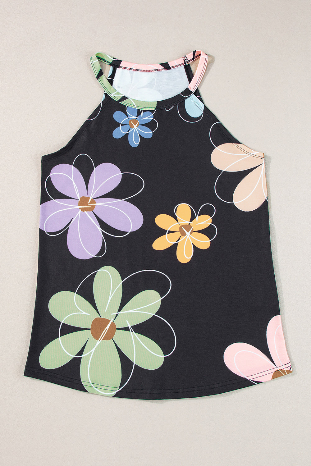 Floral Round Neck Tank Top