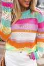 Colorblock Stripe Crochet Sweater