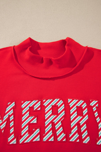 Christmas Merry Letter Print Embroidered Sweatshirt