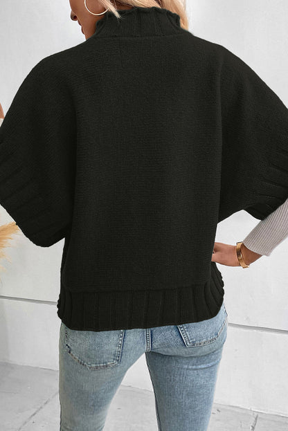 Batwing Sleeve Mock Neck Sweater