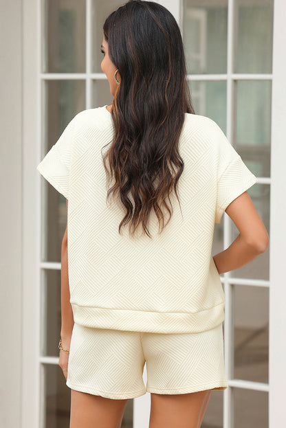 Textured Short Sleeve Top and Shorts Set