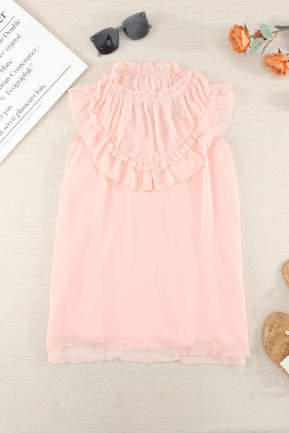 Ruffle Frilled Neck Tank Top