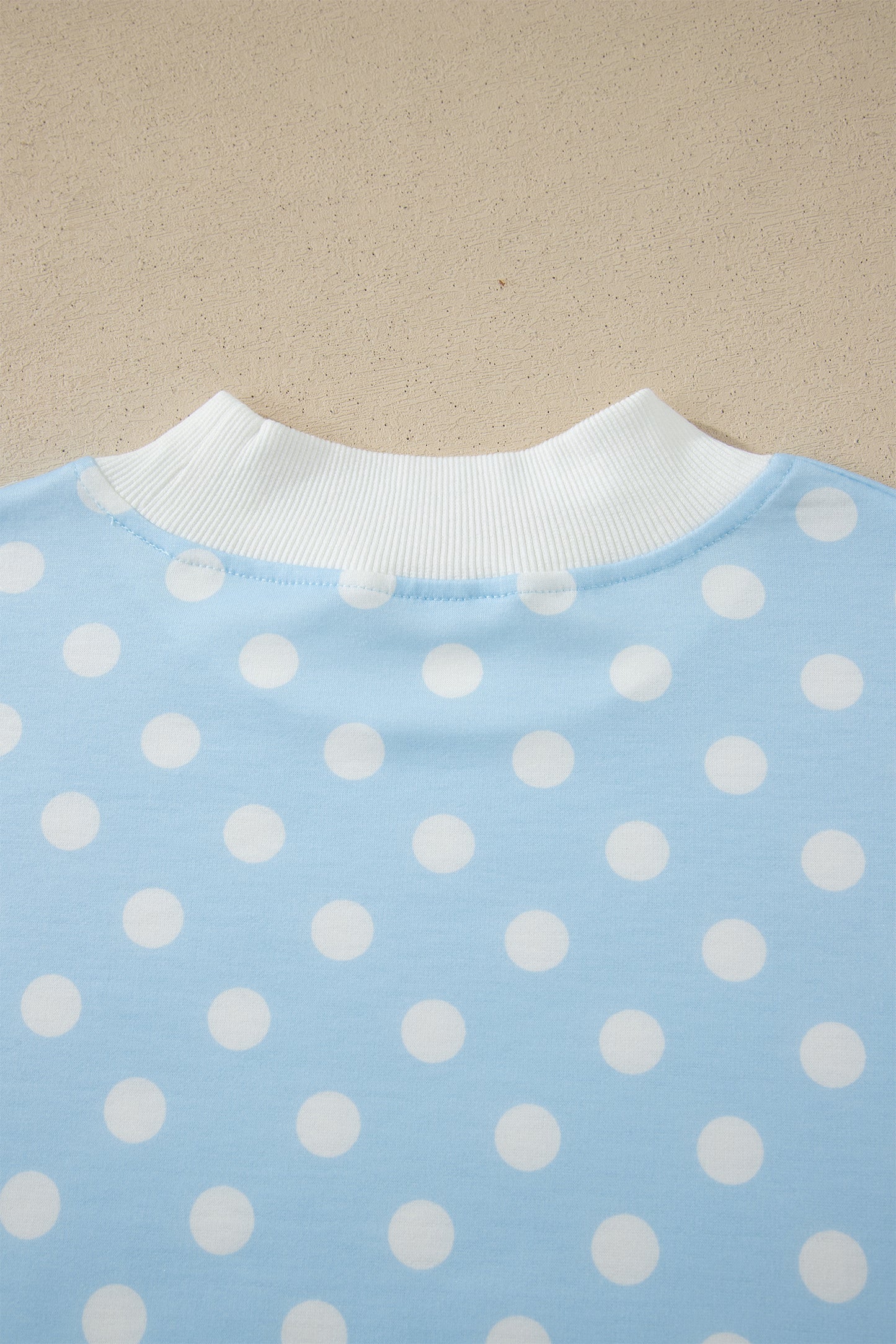 Polka Dot Colorblock Mock Neck & Shorts Set