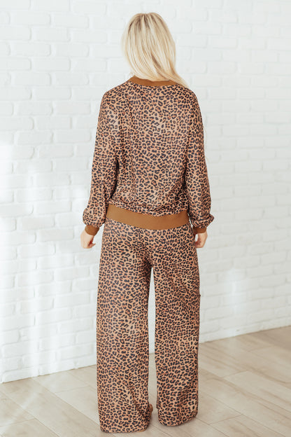 Leopard Bow Embroidered Pullover and Pants Set