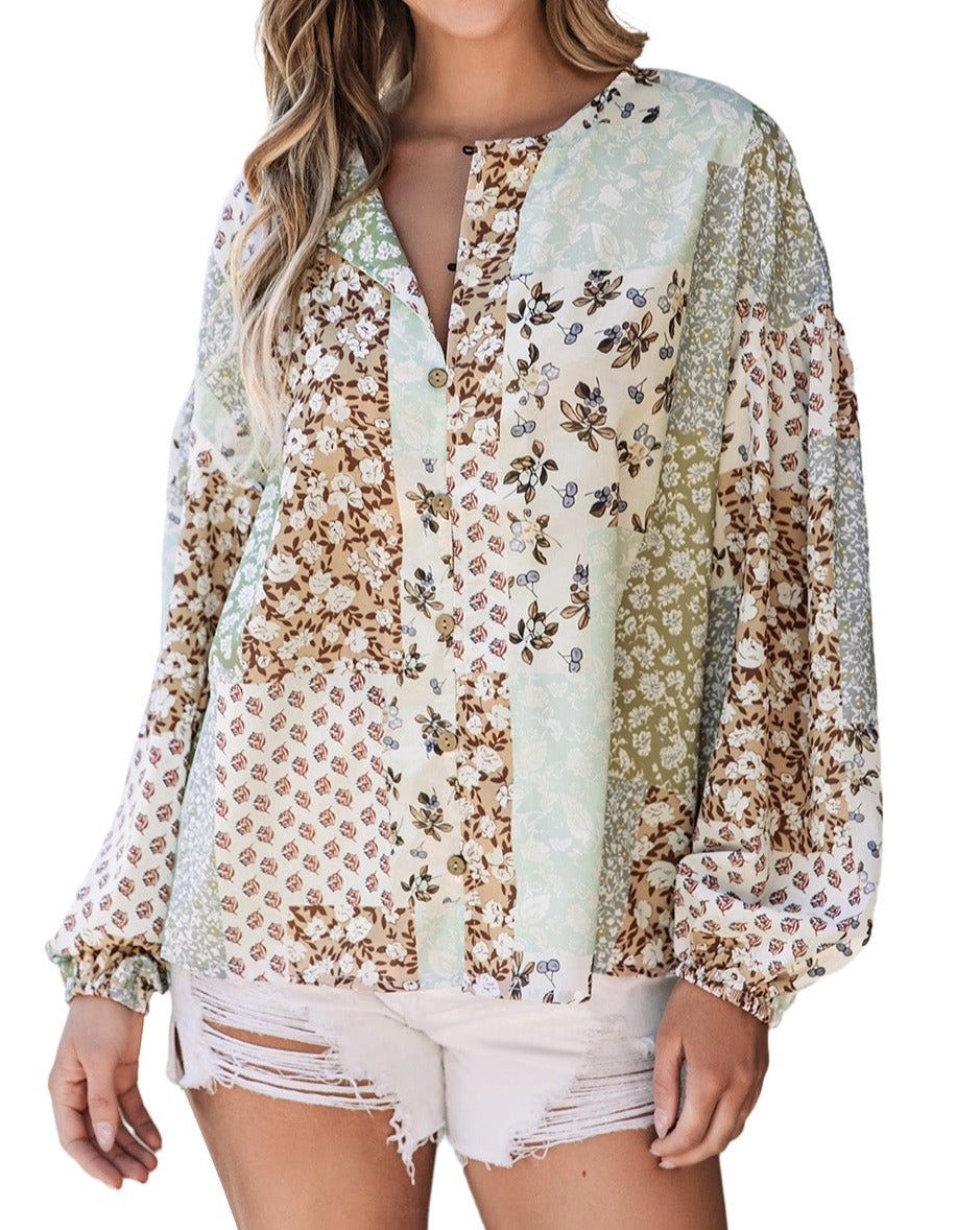 Floral Long Puff Sleeve Shirt