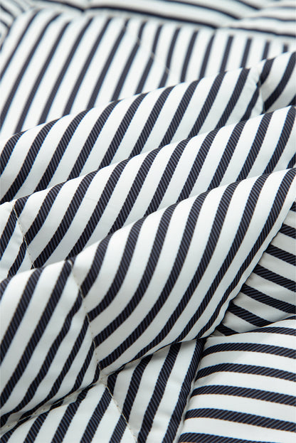 Stripe Contrast Trim Snap Button Collared Vest