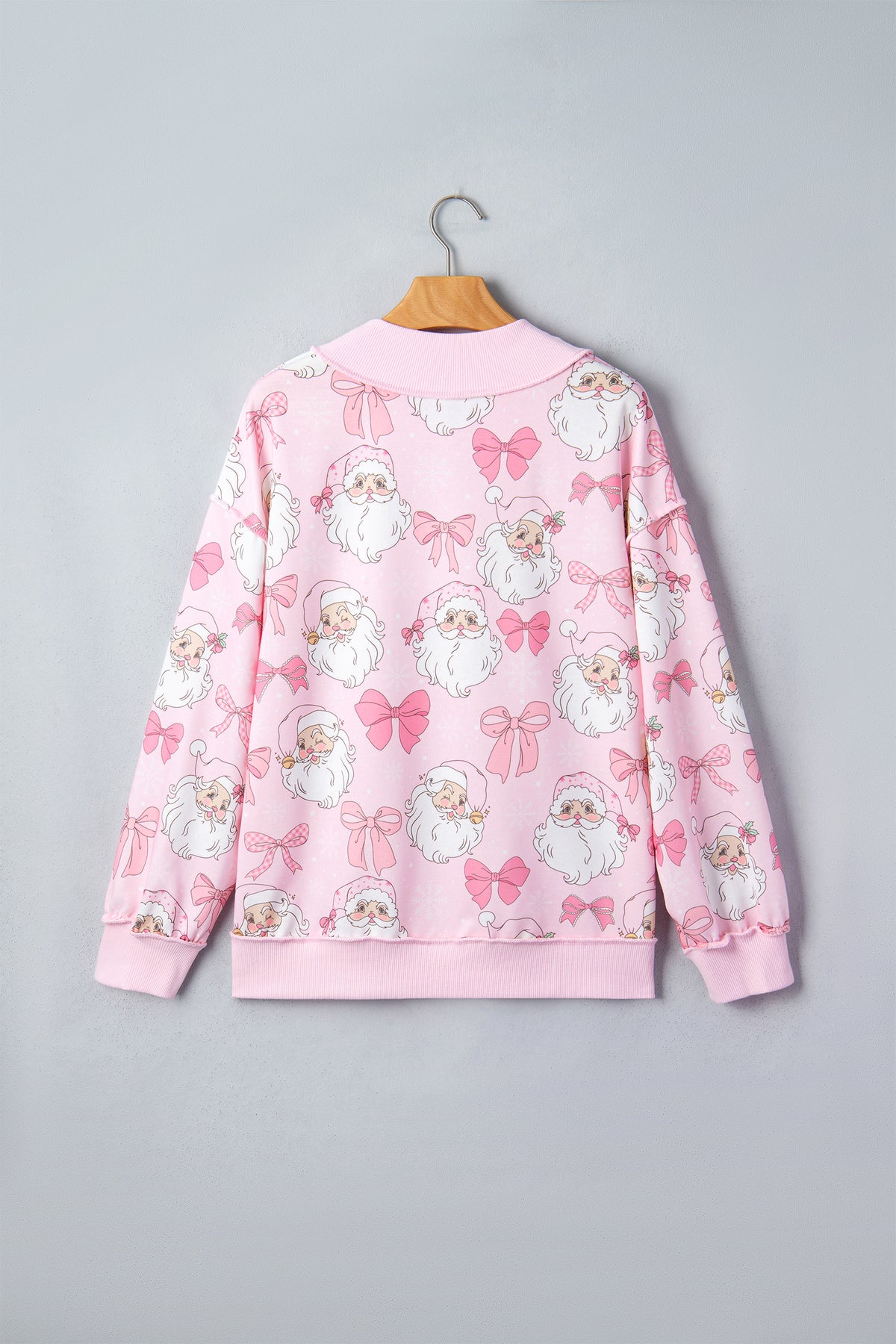 Christmas Santa Bow Mock Neck Graphic Sweatshirt