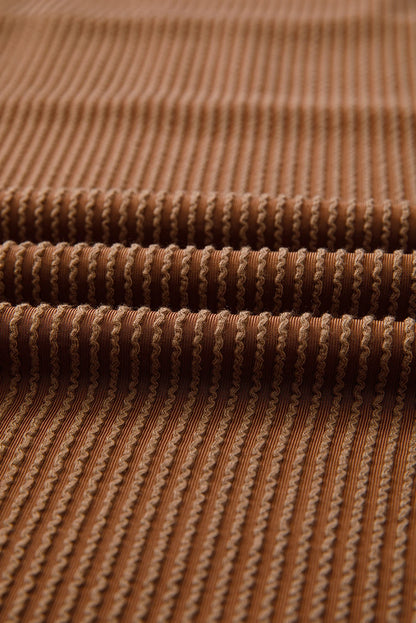 Colorblock Corded Knit Short Sleeve Loose Tee