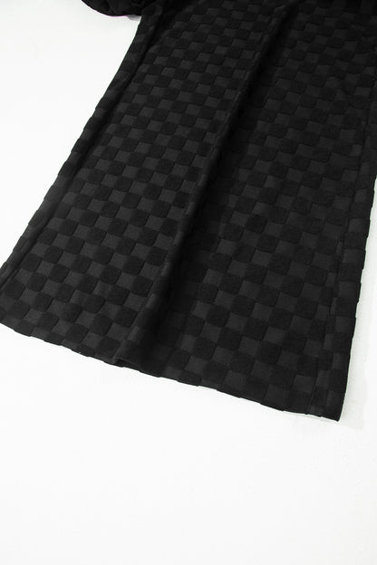 Checker Textured Sleeveless Wide Leg Jumpsuit