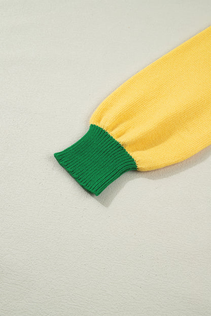 Mardi Gras Colorblock Fuzzy Patchwork Sweater