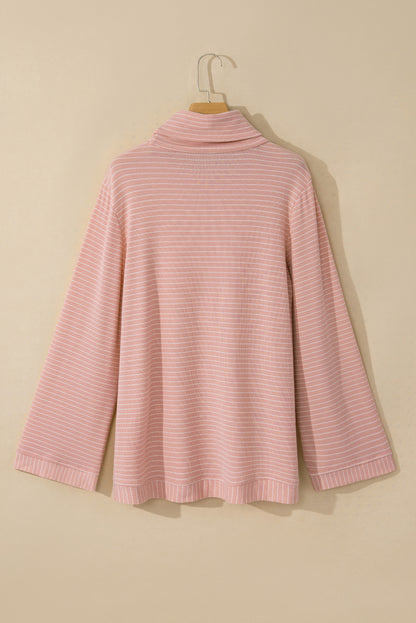 Stripe Cowl Neck Long Sleeve Top