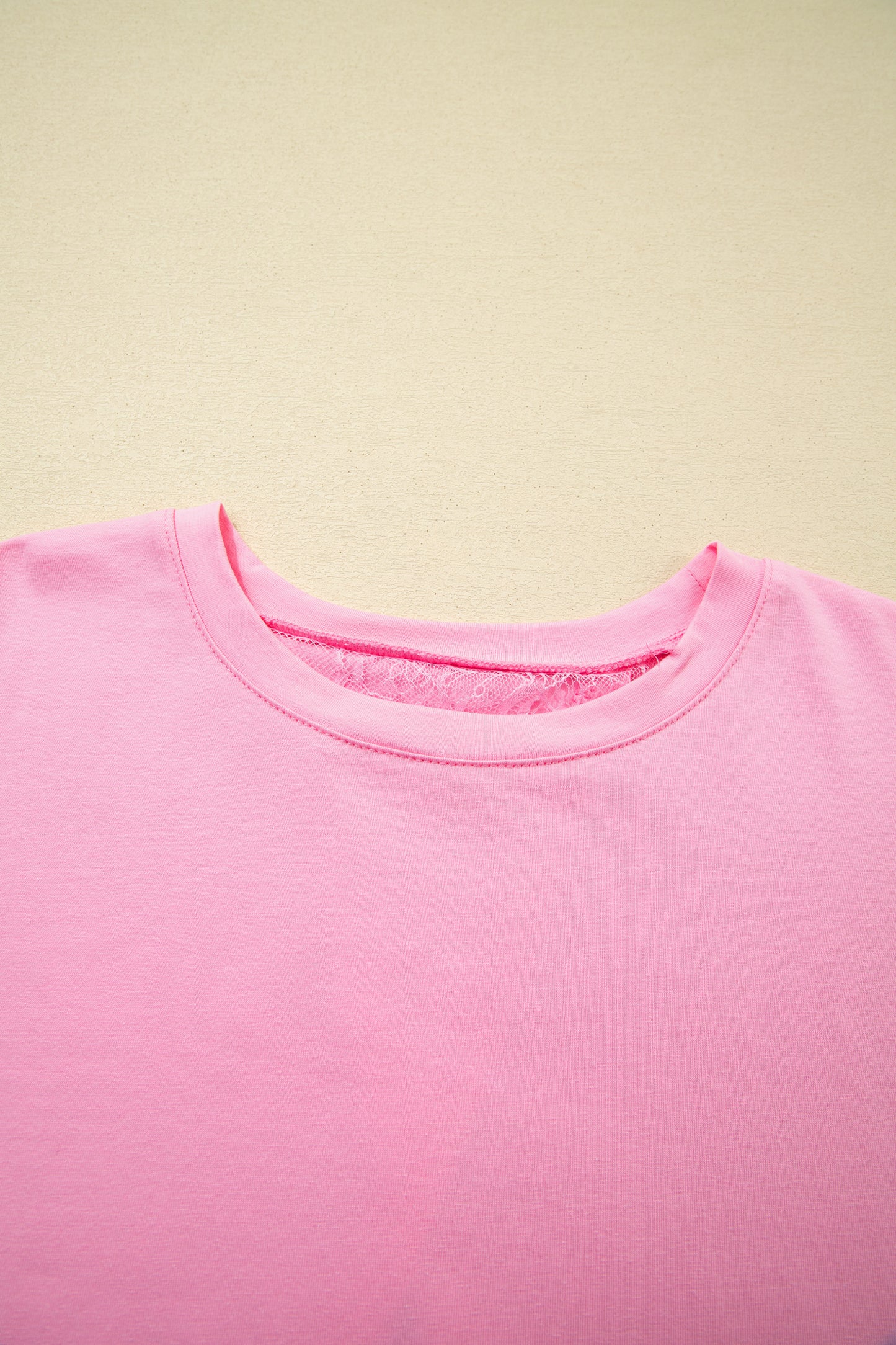 Floral Eyelash Lace Patchwork 3/4 Sleeve Tee