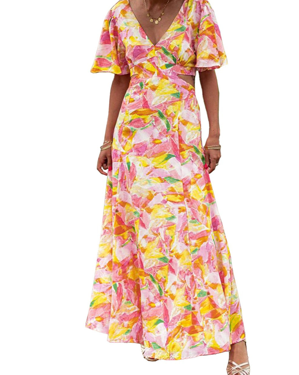 Floral Tie Back Maxi Dress