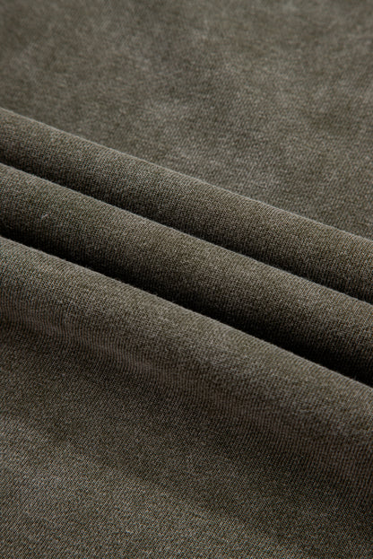 Lace Patchwork Mineral Wash Notched Neck Sweatshirt