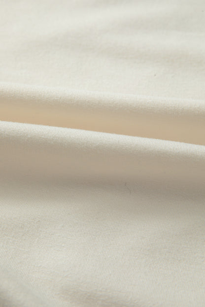 Khaki Stripe Stitched Detail Color Block Patchwork Oversized Pullover Top