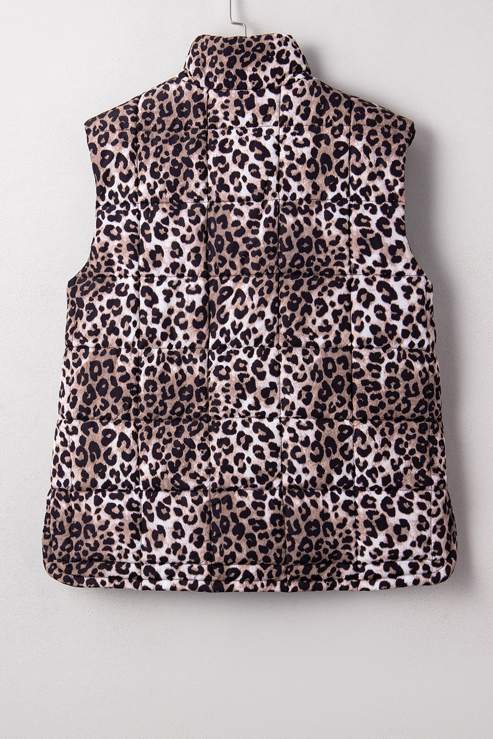 Leopard Quilted Sleeveless Zip Up Puffer Vest