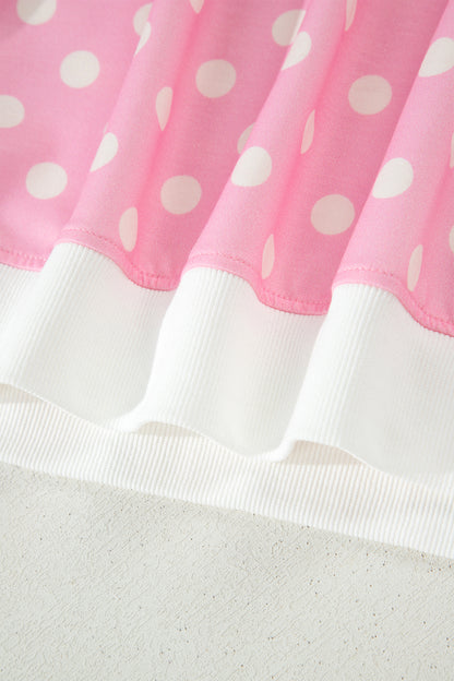 Polka Dot Colorblock Mock Neck & Shorts Set