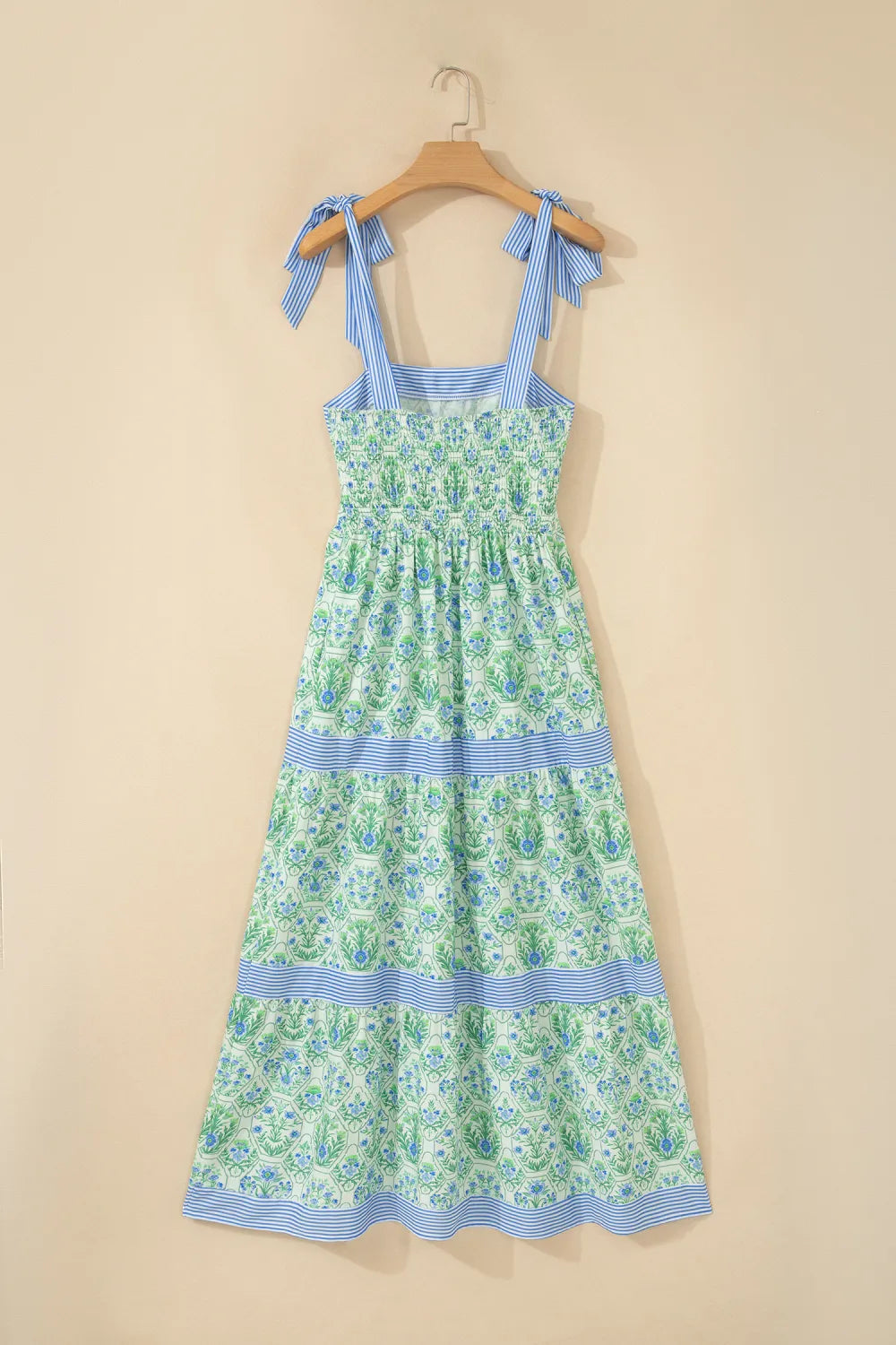 Floral Geometric Stripe Patchwork Sleeveless Dress