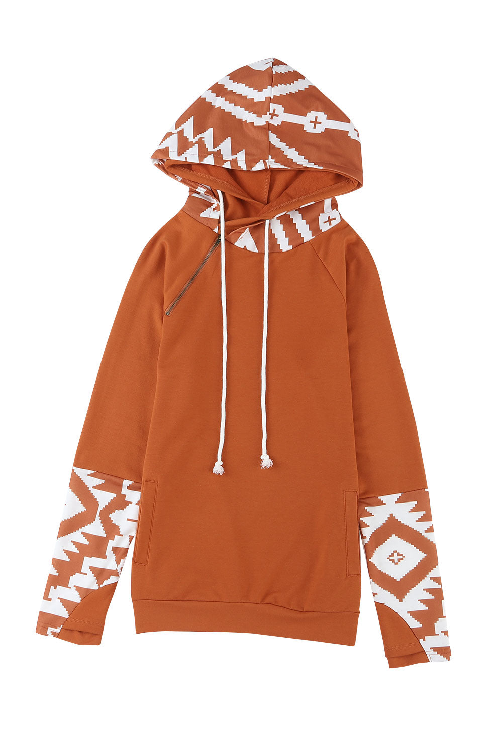 Aztec Colorblock Thumbhole Sleeve Hoodie