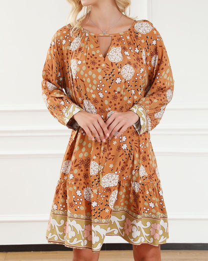 Boho Floral 3/4 Sleeve Dress