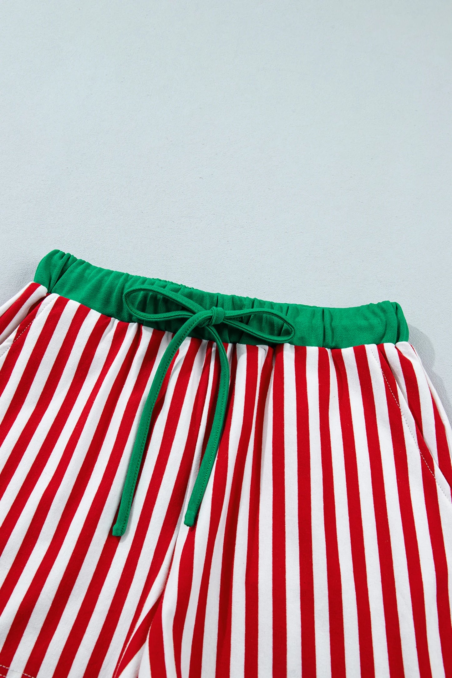Stripe Colorblock Long Sleeve Collar Top & Shorts Set
