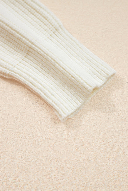 Halloween Pumpkin Embroidered Ribbed Thanksgiving Holiday Sweater