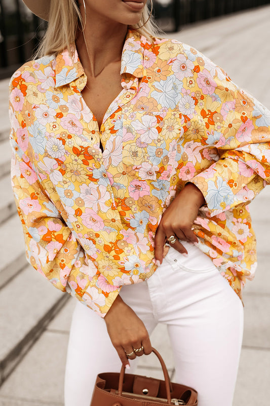 Retro Floral Collared Shirt