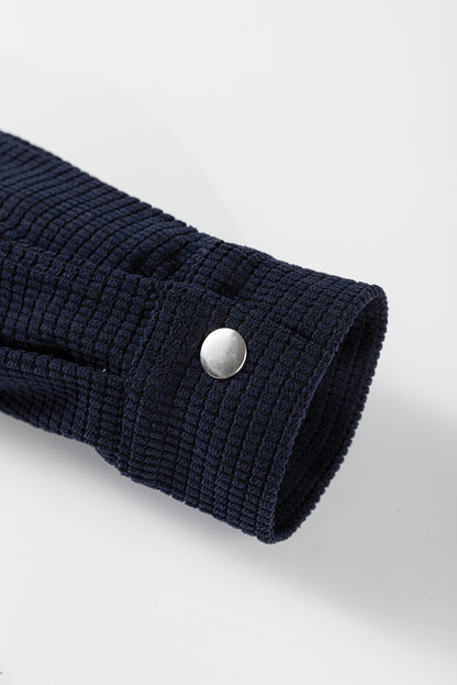 Textured Knit Pocketed Drawstring Hooded Jacket