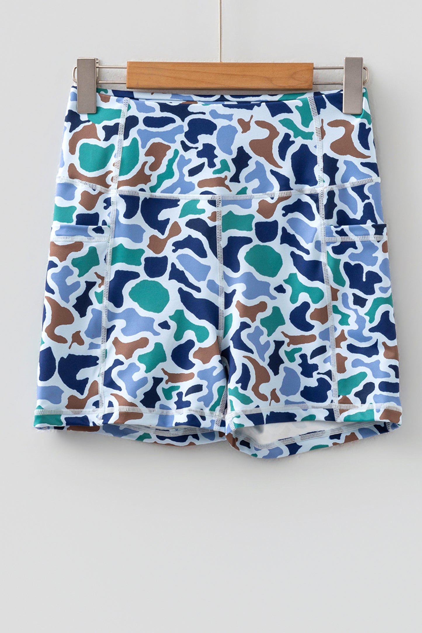 Abstract Camo Side Pocket Biker Shorts