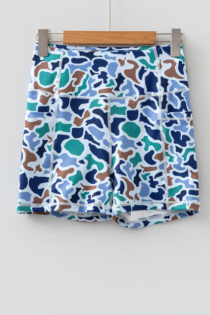 Abstract Camo Side Pocket Biker Shorts