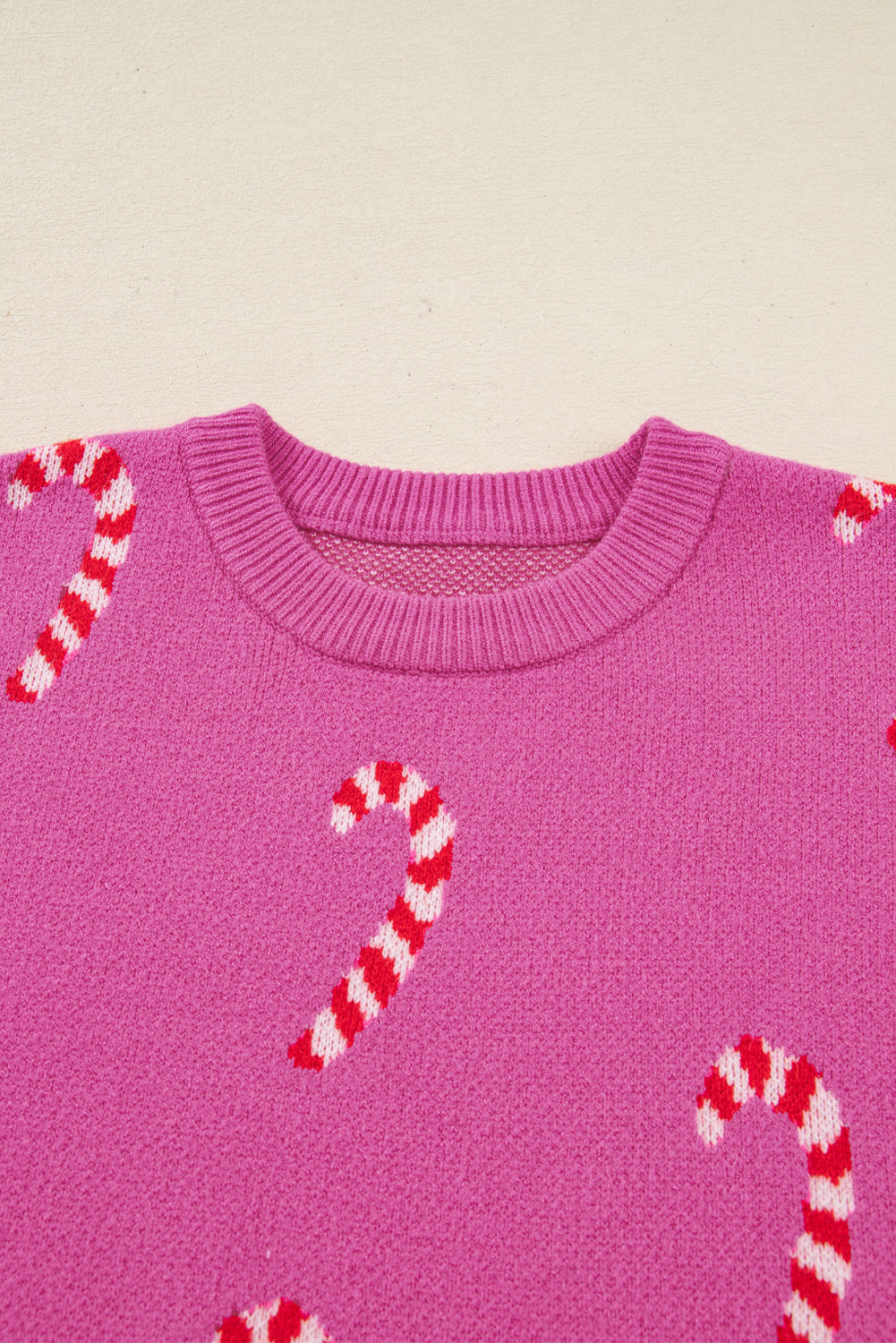 Christmas Candy Cane Drop Shoulder Sweater