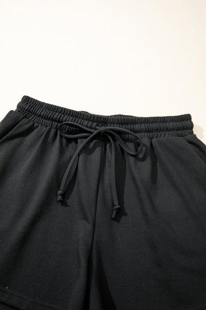Leopard Bow Patch Tee & Drawstring Shorts Set