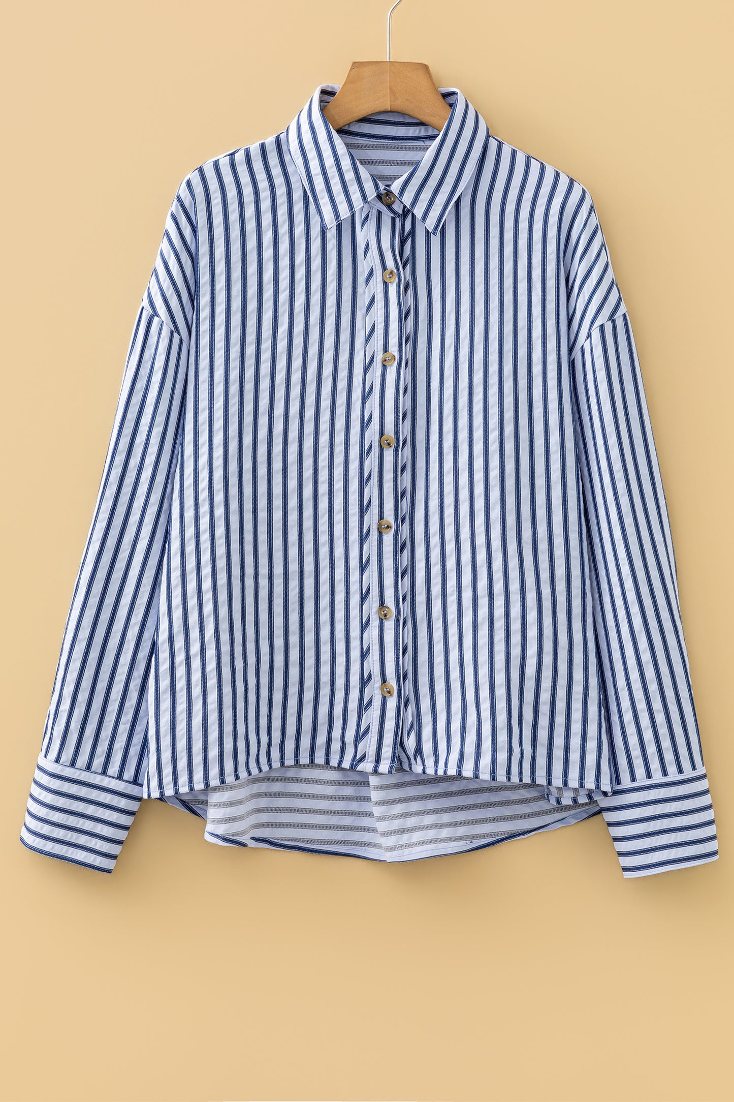 Stripe Button Down Long Sleeve Loose Shirt